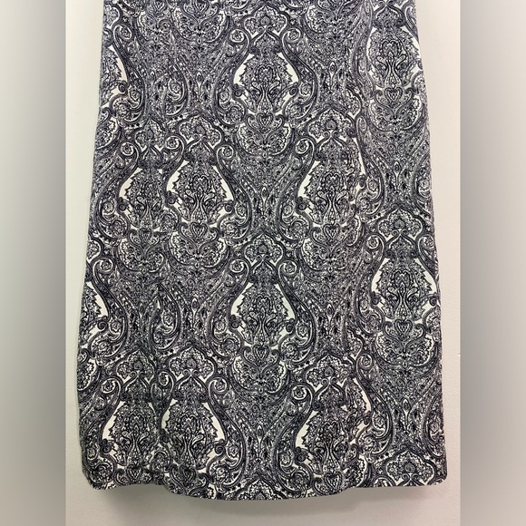 Talbots Women’s Sz 16 Cotton Blend Sheath Shift Dress Lined Paisley Black White - Picture 5 of 9